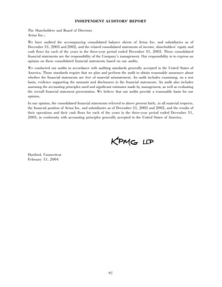 aetna 	2003 Financial Annual Report