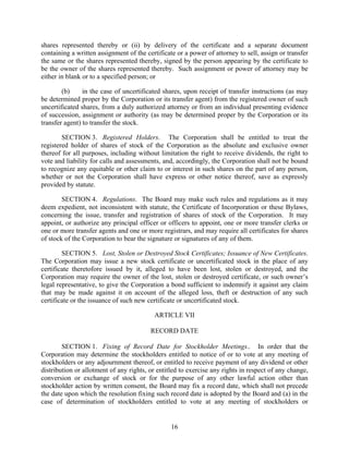 general dynamics Amended and Restated Bylaws