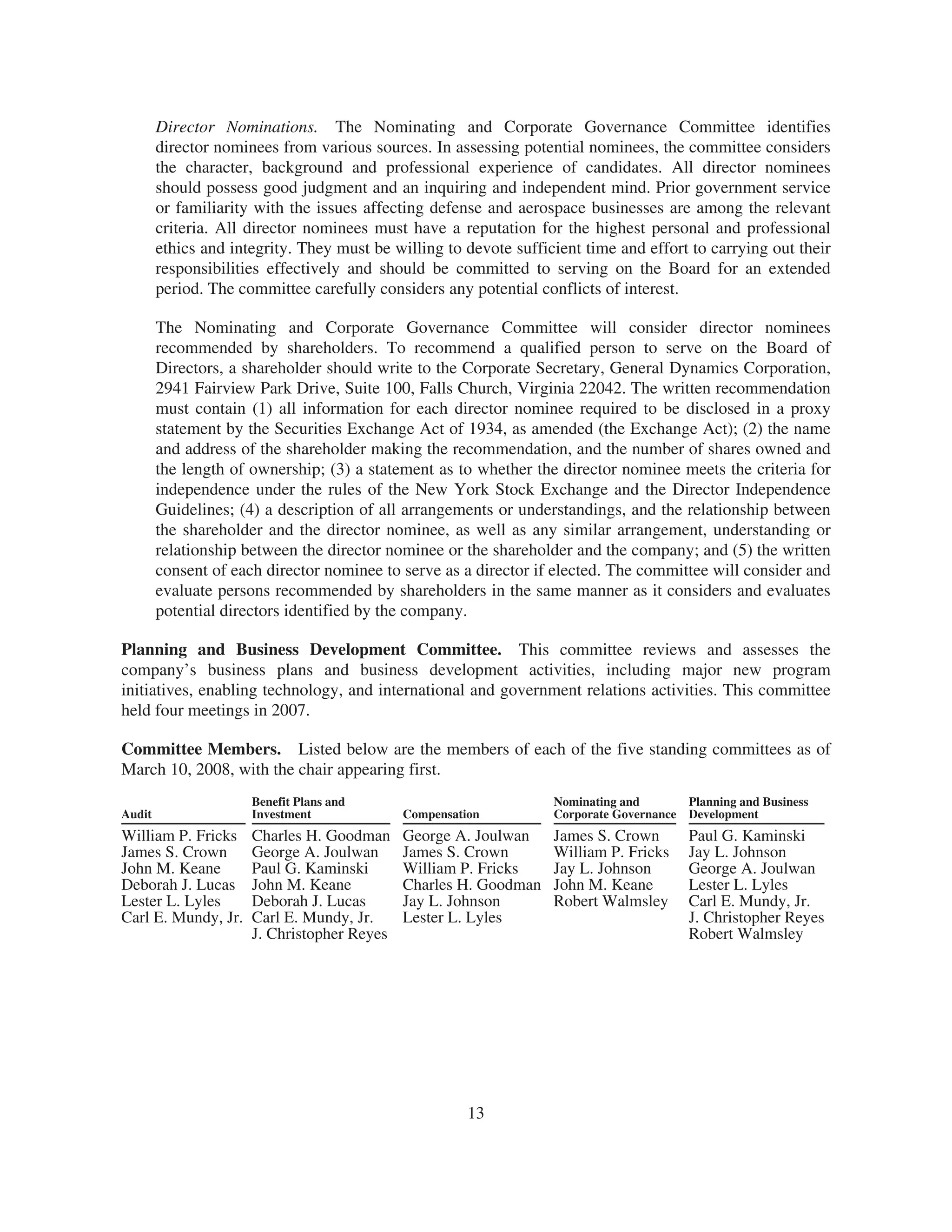 general dynamics 2008 Proxy Statement