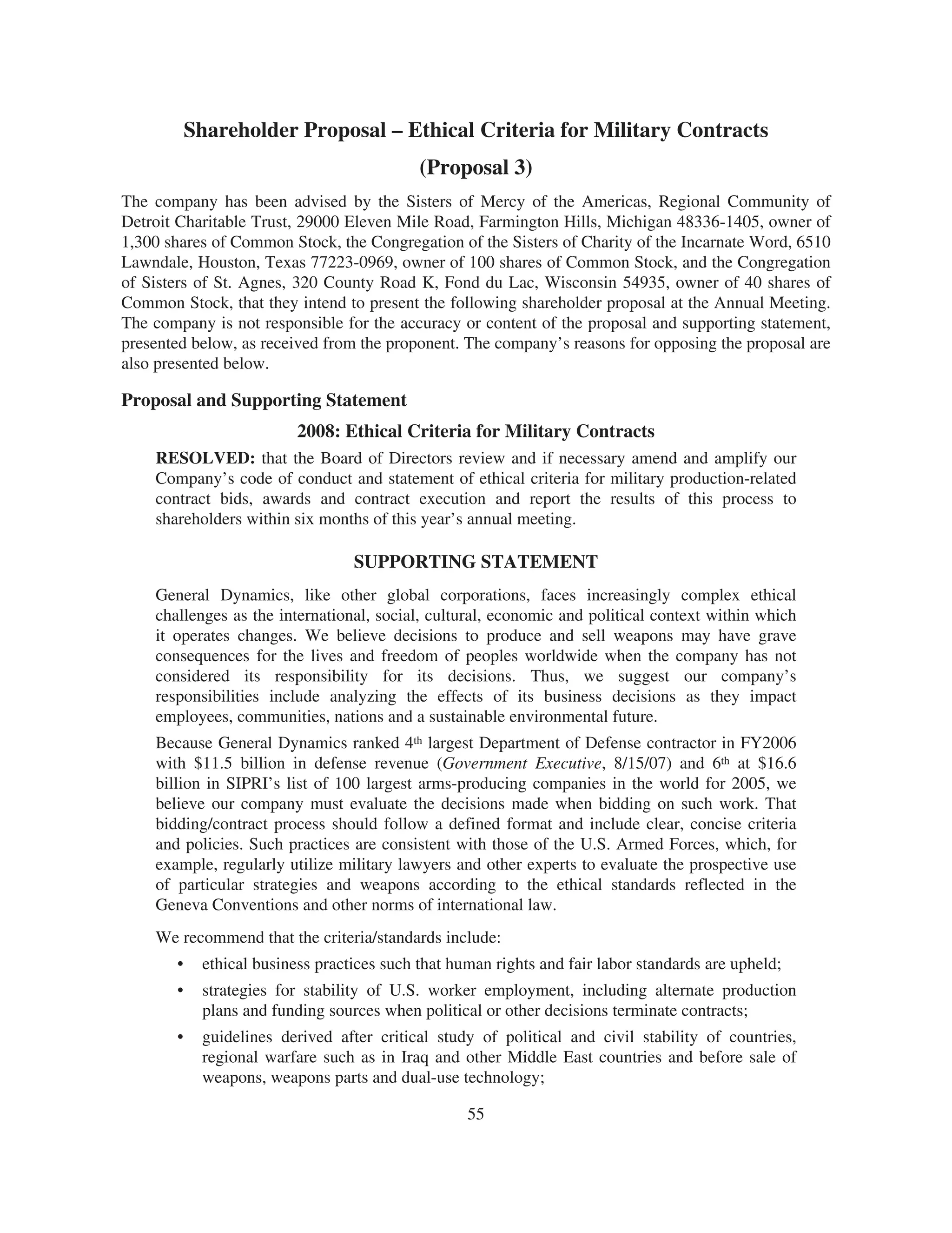 general dynamics 2008 Proxy Statement