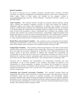 general dynamics 2008 Proxy Statement	 