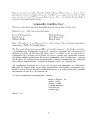 general dynamics 2008 Proxy Statement	 