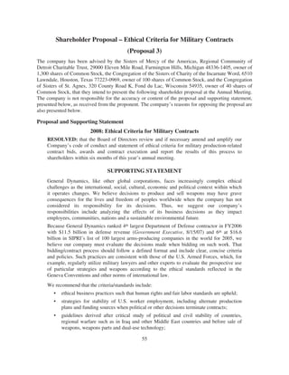 general dynamics 2008 Proxy Statement	 