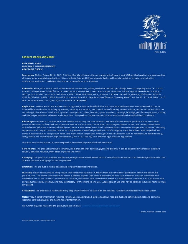 technical data sheet of greases offered by molten sentra pvt limit sentra plastic sheets