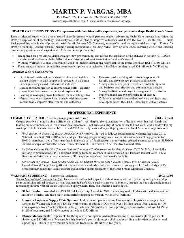 martin vargas healthcare innovation resume