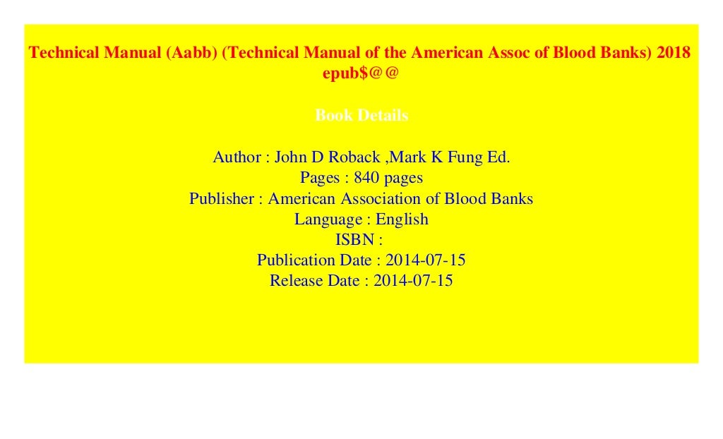 Technical manual aabb technical manual of the american assoc of
