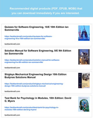 Software Engineering 10th Edition Sommerville Solutions Manual all ...