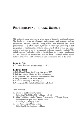 The Psychology Of Food Choice Frontiers In Nutritional Science R ...