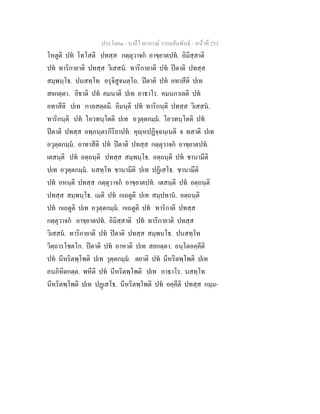 ประโยค๑ - บาลีไวยากรณ วากยสัมพันธ - หนาที่ 253
โหตูติ ปท โทโสติ ปทสฺส กตฺตุวาจก อาขฺยาตปท. อิมิสฺสาติ
ปท ทาริกายาติ ปทสฺส วิเสสน. ทาริกายาติ ปท ปตาติ ปทสฺส
สมฺพนฺโธ. ปนสทฺโท อรุจิสูจนตฺโถ. ปตาติ ปท อทาสีติ ปเท
สยกตฺตา. อิธาติ ปท คมนาติ ปเท อาธาโร. คมนกาเลติ ปท
อทาสีติ ปเท กาลสตฺตมี. อิมนฺติ ปท ทาริกนฺติ ปทสฺส วิเสสน.
ทาริกนฺติ ปท โอวทนฺโตติ ปเท อวุตฺตกมฺม. โอวทนฺโตติ ปท
ปตาติ ปทสฺส อพฺภนฺตรกิริยาปท. คุฺหปฏิจฺฉนฺเนติ จ ทสาติ ปเท
อวุตฺตกมฺม. อาทาสีติ ปท ปตาติ ปทสฺส กตฺตุวาจก อาขฺยาตปท.
เตสนฺติ ปท อตฺถนฺติ ปทสฺส สมฺพนฺโธ. อตฺถนฺติ ปท ชานามีติ
ปเท อวุตฺตกมฺม. นสทฺโท ชานามีติ ปเท ปฏิเสโธ. ชานามีติ
ปท อหนฺติ ปทสฺส กตฺตุวาจก อาขฺยาตปท. เตสนฺติ ปท อตฺถนฺติ
ปทสฺส สมฺพนฺโธ. เมติ ปท กเถตูติ ปเท สมฺปทาน. อตฺถนฺติ
ปท กเถตูติ ปเท อวุตฺตกมฺม. กเถตูติ ปท ทาริกาติ ปทสฺส
กตฺตุวาจก อาขฺยาตปท. อิมิสฺสาติ ปท ทาริกายาติ ปทสฺส
วิเสสน. ทาริกายาติ ปท ปตาติ ปทสฺส สมฺพนโธ. ปนสทฺโท
วิตฺถารโชตโก. ปตาติ ปท อาหาติ ปเท สยกตฺตา. อนฺโตอคฺคีติ
ปท นีหริตพฺโพติ ปเท วุตฺตกมฺม. ตยาติ ปท นีหริตพฺโพติ ปเท
อนภิหิตกตฺต. พหีติ ปท นีหริตพฺโพติ ปเท อาธาโร. นสทฺโท
นีหริตพฺโพติ ปเท ปฏเสโธ. นีหริตพฺโพติ ปท อคฺคีติ ปทสฺส กมฺม-
 