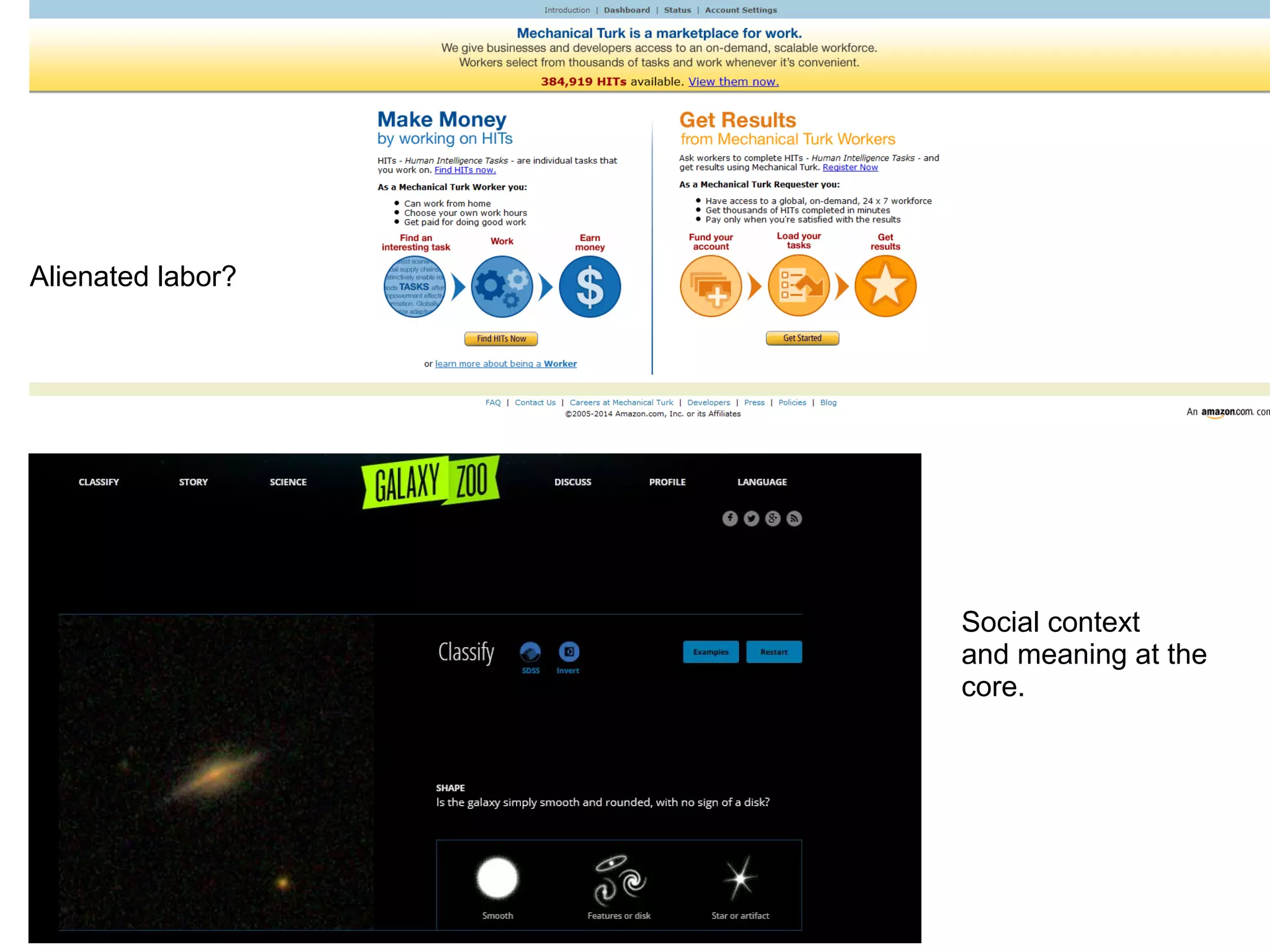 Alienated labor?
Social context
and meaning at the
core.
 