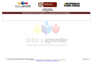 COMPONENTE PEDAGÓGICO
REGISTRO DE PLANEACIÓN
IE LUIS CARLOS GALÁN SARMIENTO
2014
PTA – PLANEACIÓN POR PEQUEÑAS COMUNIDADES...