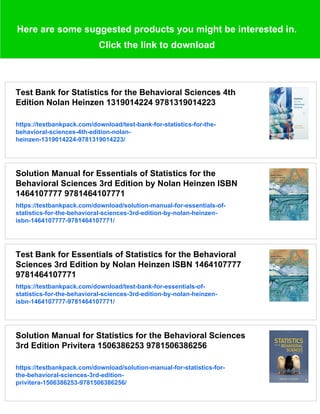 Solution Manual for Statistics for the Behavioral Sciences 4th Edition ...