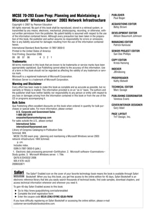 MCSE 70 293 Exam Prep Planning and Maintaining a Microsoft Windows ...