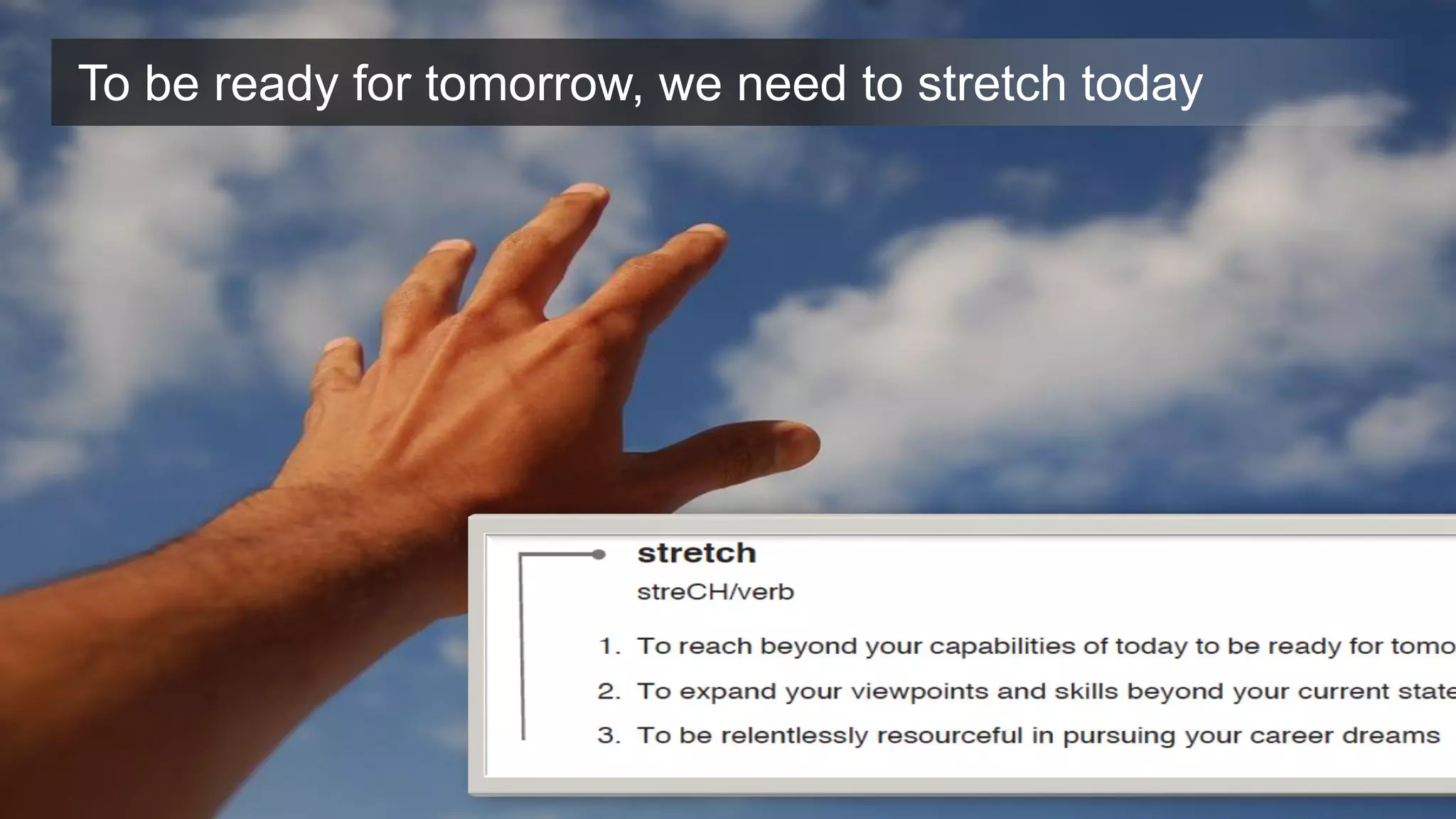 To be ready for tomorrow, we need to stretch today
 