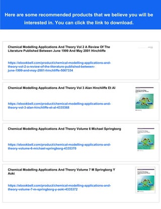 Chemical Modelling Vol 2 Applications And Theory Specialist Periodical ...