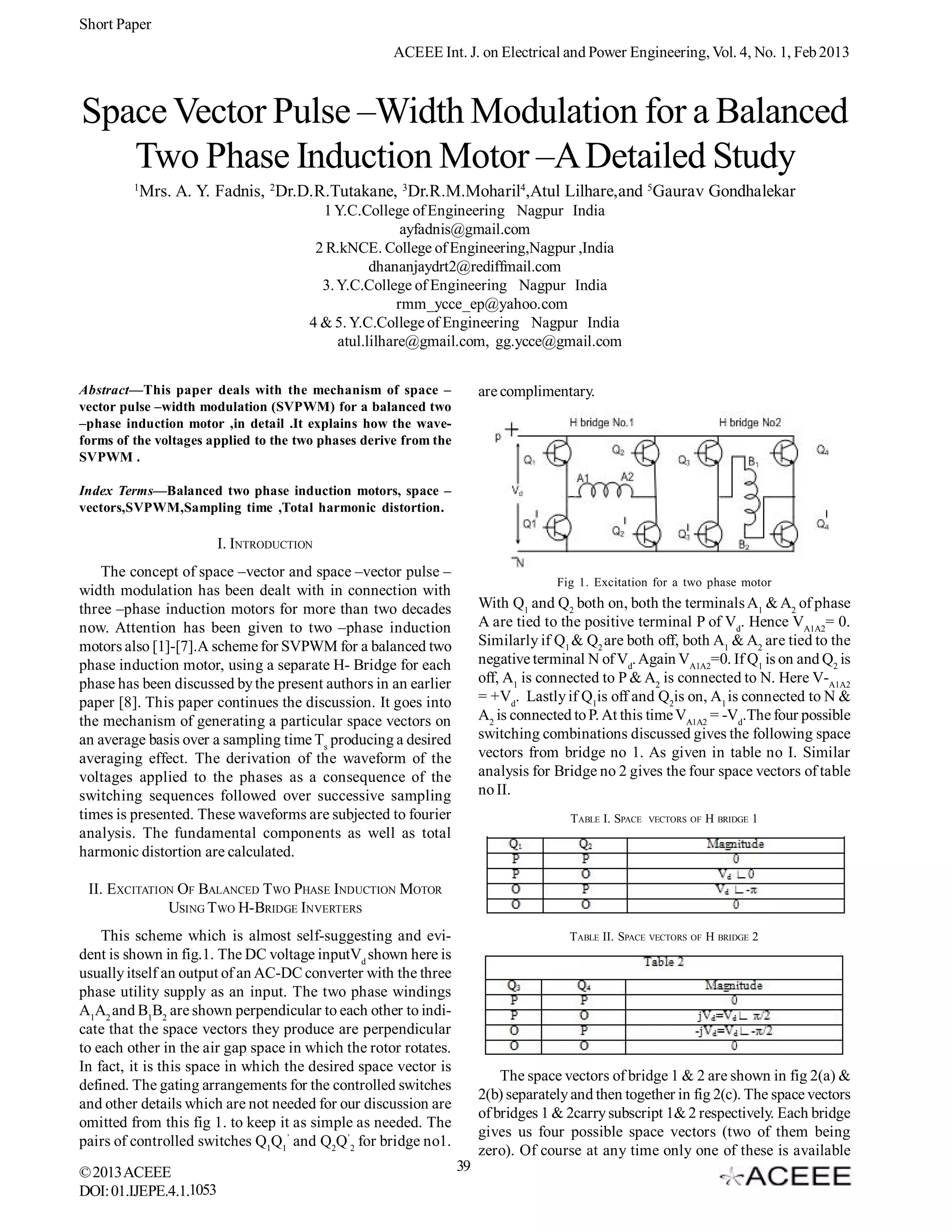 Space Vector Pulse –Width Modulation for a Balanced Two Phase Induction ...