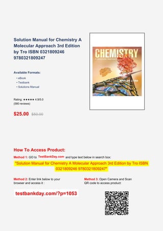 Tro Solution Comprehensive Solution Manual and Test Bank for Chemistry: A Molecular ...