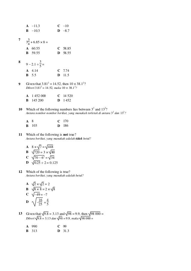 Soalan Matematik Tingkatan 2 Pola Dan Jujukan - Nice Info d