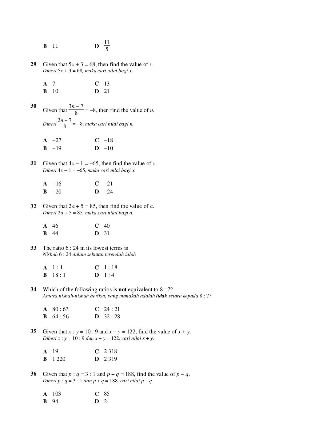 100 soalan Matematik Ting2