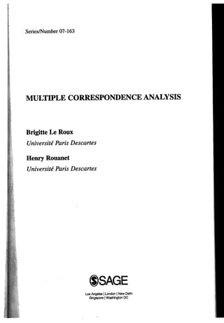 Multiple Correspondence Analysis Brigitte Le Roux Henry Rouanet | PDF