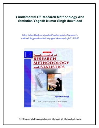 Fundamental Of Research Methodology And Statistics Yogesh Kumar Singh | PDF