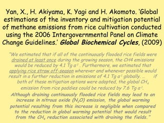 Yan, X., H. Akiyama, K. Yagi and H. Akomoto. ‘Global
estimations of the inventory and mitigation potential
of methane emis...