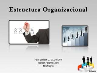 Estructura Organizacional
Raul Salazar C.I 20.918.289
riderco67@gmail.com
15/01/2016
 