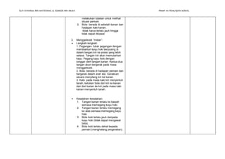 ELFI SYAHRUL BIN MATERANG & AZMEER BIN MUSA PISMP 1111 PENGAJIAN SOSIAL 
melakukan tolakan untuk melihat 
situasi pemain. 
3. Bola- berada di sebelah kanan dan 
hadapan kaki kanan. 
-tidak harus terlalu jauh hingga 
tidak dapat dikawal. 
3. Menggelecek ”Indian”: 
 Langkah-langkah: 
1. Pegangan- tukar pegangan dengan 
membiarkan kayu hoki berpusing di 
dalam tangan kiri ke posisi yang lebih 
selesa. Tangan kiri akan memutarkan 
kayu. Pegang kayu hoki dengan 
longgar oleh tangan kanan. Kedua-dua 
tangan akan bergerak pada masa 
menggelecek. 
2. Bola- berada di hadapan pemain dan 
bergerak dalam arah sisi. Gerakkan 
secara menyilang kiri ke kanan. 
3. Kaki- pada masa kaki kiri menyentuh 
tanah, ketukan bola dari kiri ke kanan 
dan dari kanan ke kiri pada masa kaki 
kanan menyentuh tanah. 
 Kesalahan-kesalahan: 
1. Tangan kanan terlalu ke bawah 
semasa memegang kayu hoki. 
2. Tangan kanan terlalu memegang 
ke atas semasa memegang kayu 
hoki. 
3. Bola hoki terlalu jauh daripada 
kayu hoki (tidak dapat mengawal 
bola). 
4. Bola hoki terlalu dekat kepada 
pemain (menghalang pergerakan). 
 