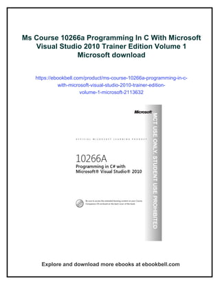 Ms Course 10266a Programming In C With Microsoft Visual Studio 2010 ...