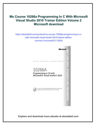 Ms Course 10266a Programming In C With Microsoft Visual Studio 2010 ...