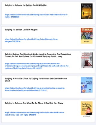 Bullying Implications For The Classroom Educational Psychology 1st ...