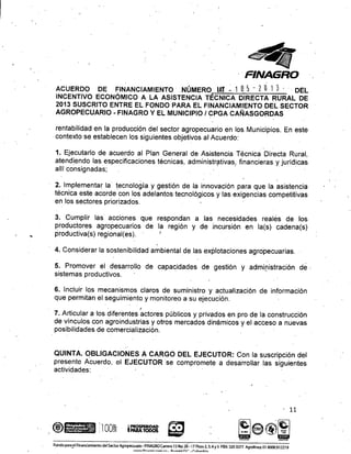 Acuerdo de financiamiento con Finagro para asistencia técnica directa rural en Cañasgordas
