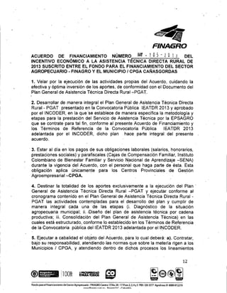 Acuerdo de financiamiento con Finagro para asistencia técnica directa rural en Cañasgordas
