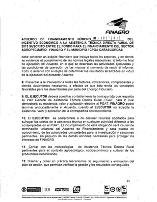 Acuerdo de financiamiento con Finagro para asistencia técnica directa rural en Cañasgordas