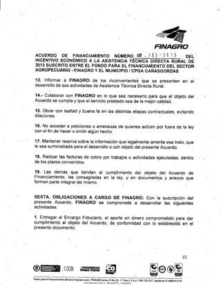 Acuerdo de financiamiento con Finagro para asistencia técnica directa rural en Cañasgordas