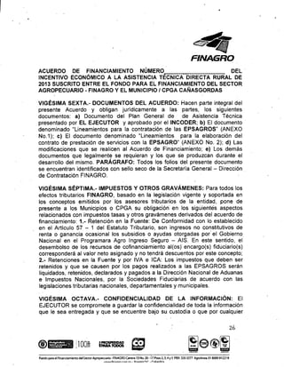 Acuerdo de financiamiento con Finagro para asistencia técnica directa rural en Cañasgordas