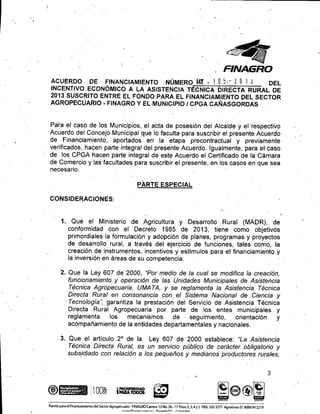 Acuerdo de financiamiento con Finagro para asistencia técnica directa rural en Cañasgordas