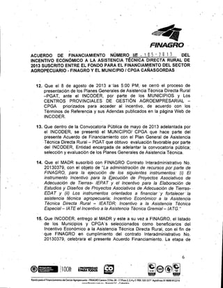 Acuerdo de financiamiento con Finagro para asistencia técnica directa rural en Cañasgordas
