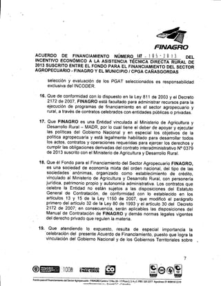 Acuerdo de financiamiento con Finagro para asistencia técnica directa rural en Cañasgordas