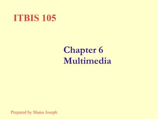 Chapter 6 Multimedia ITBIS 105 Prepared by Shanu Joseph 