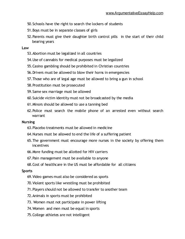 controversial arguments for essays