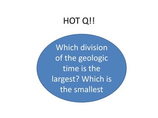HOT Q!!Which division of the geologic time is the largest? Which is the smallest