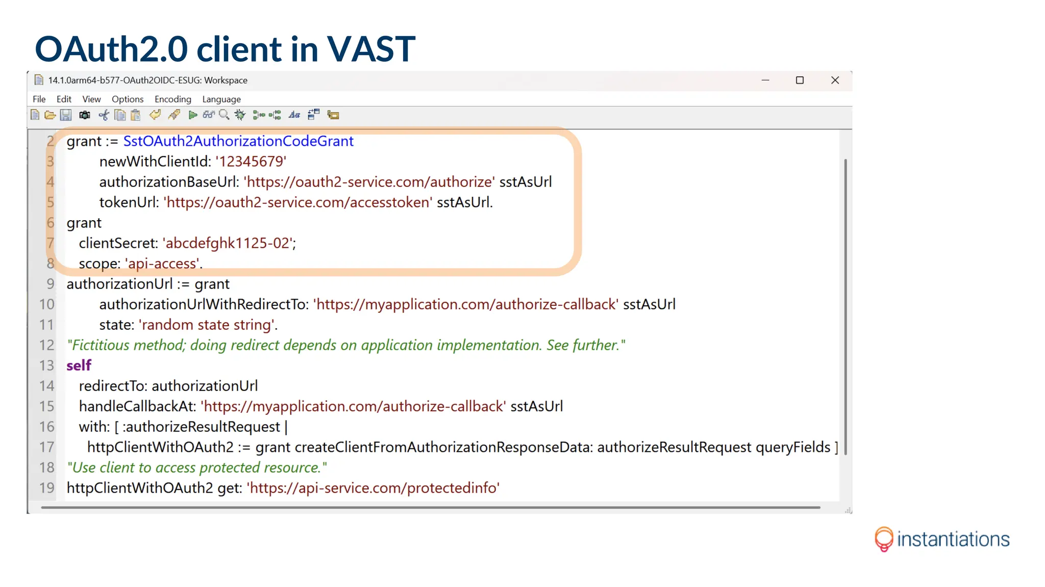 OAuth2.0 client in VAST
 