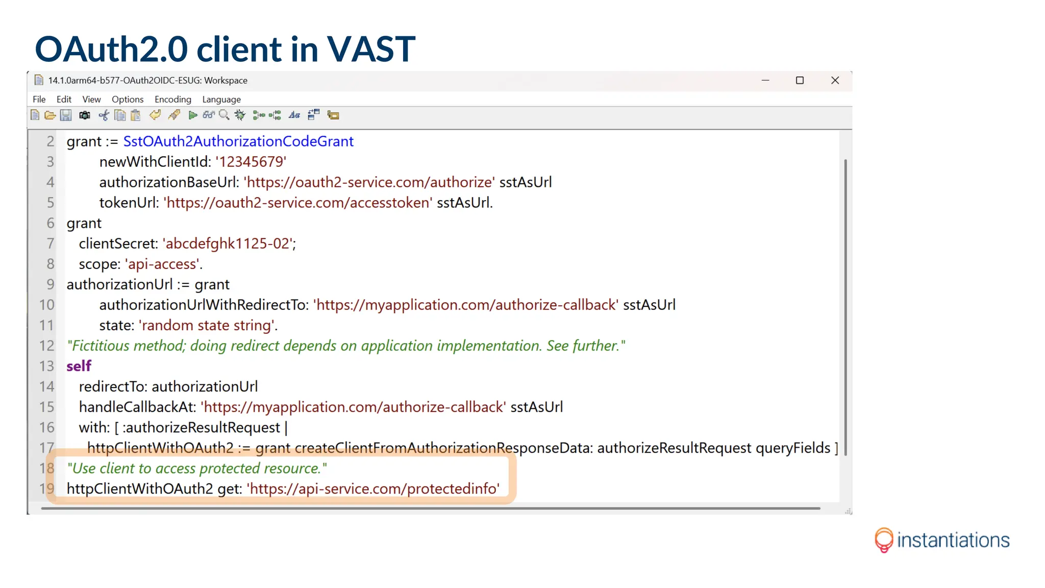 OAuth2.0 client in VAST
 