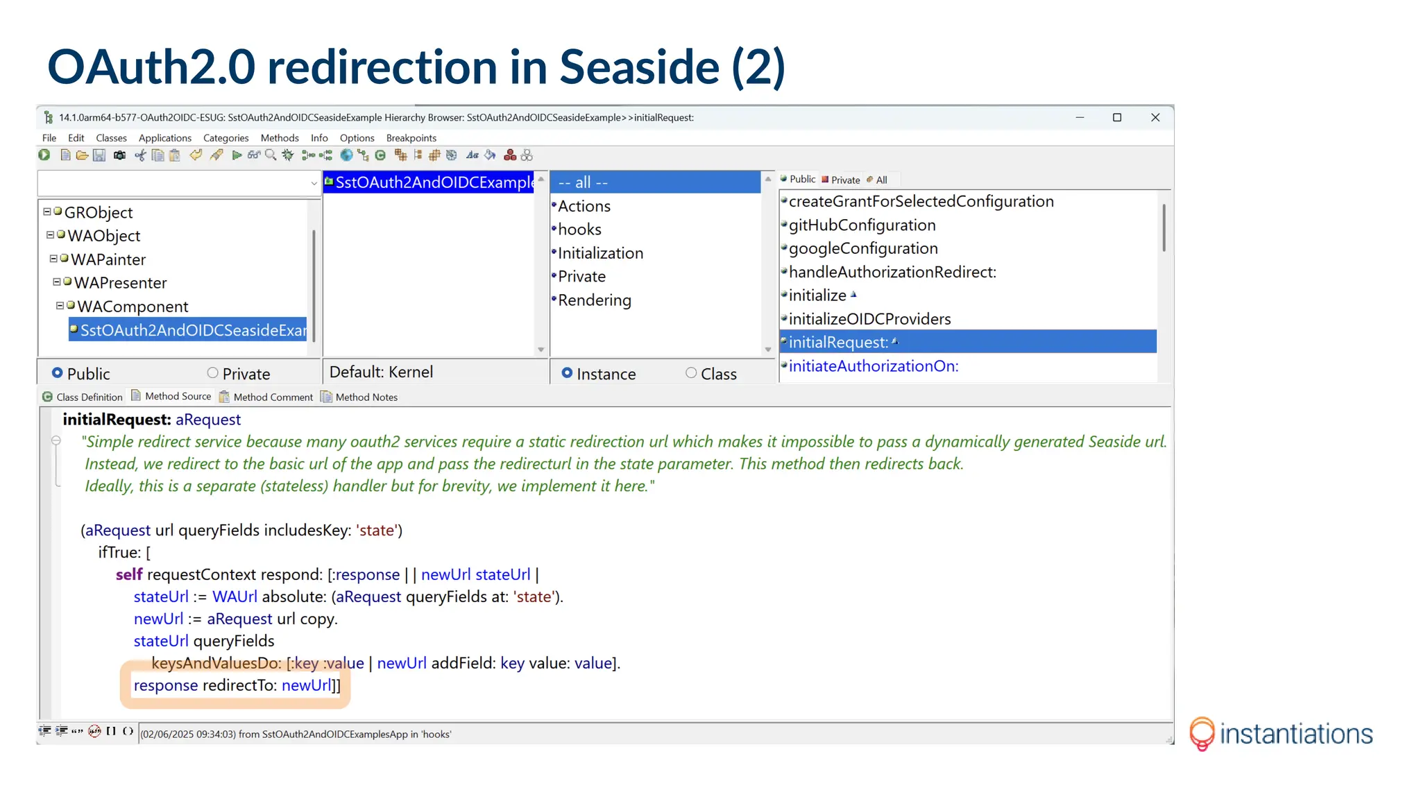 OAuth2.0 redirection in Seaside (2)
 