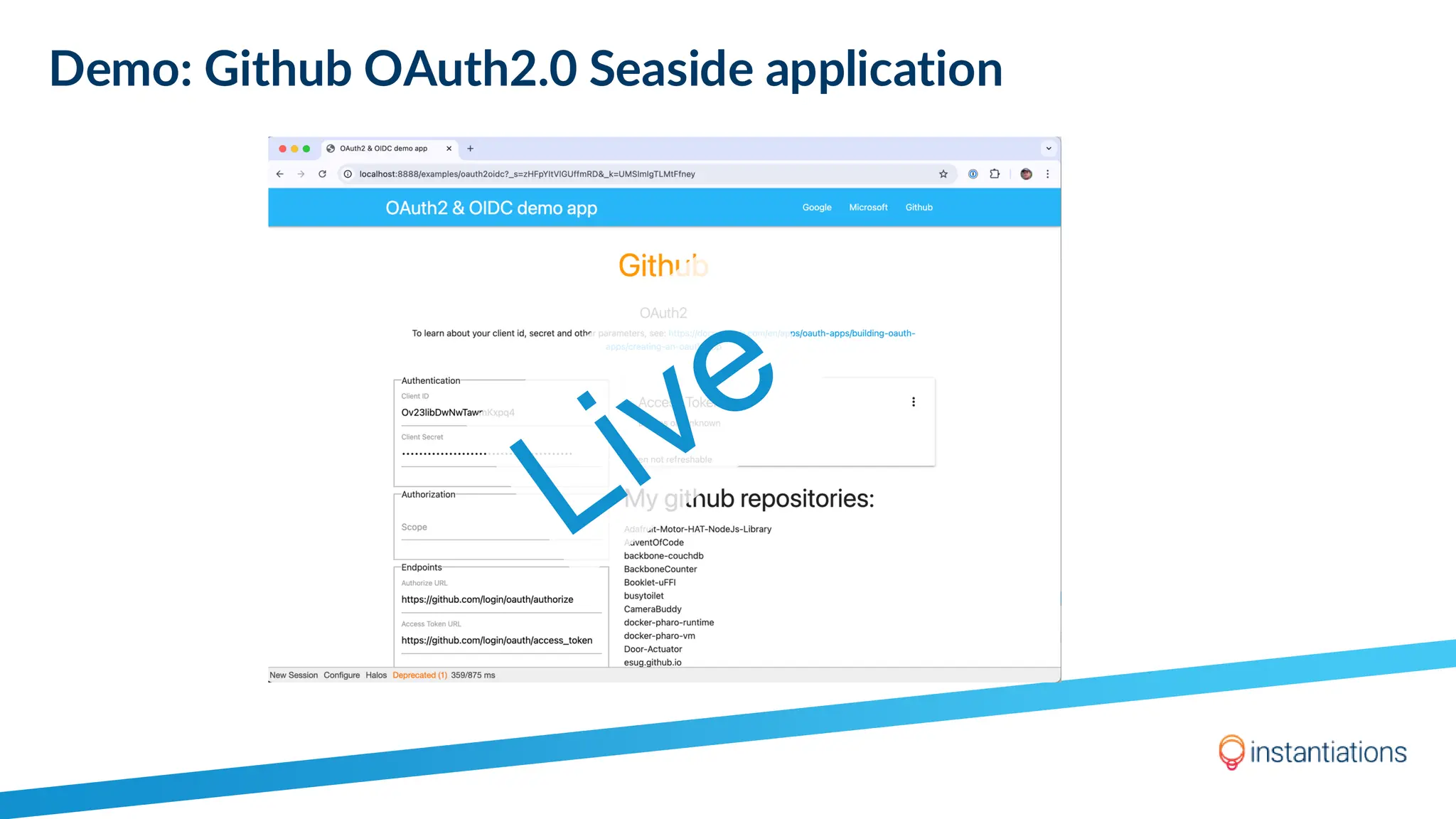 Demo: Github OAuth2.0 Seaside application
 