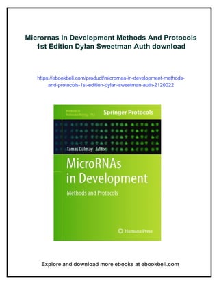Micrornas In Development Methods And Protocols 1st Edition Dylan ...