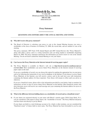 merck Proxy Statements2008