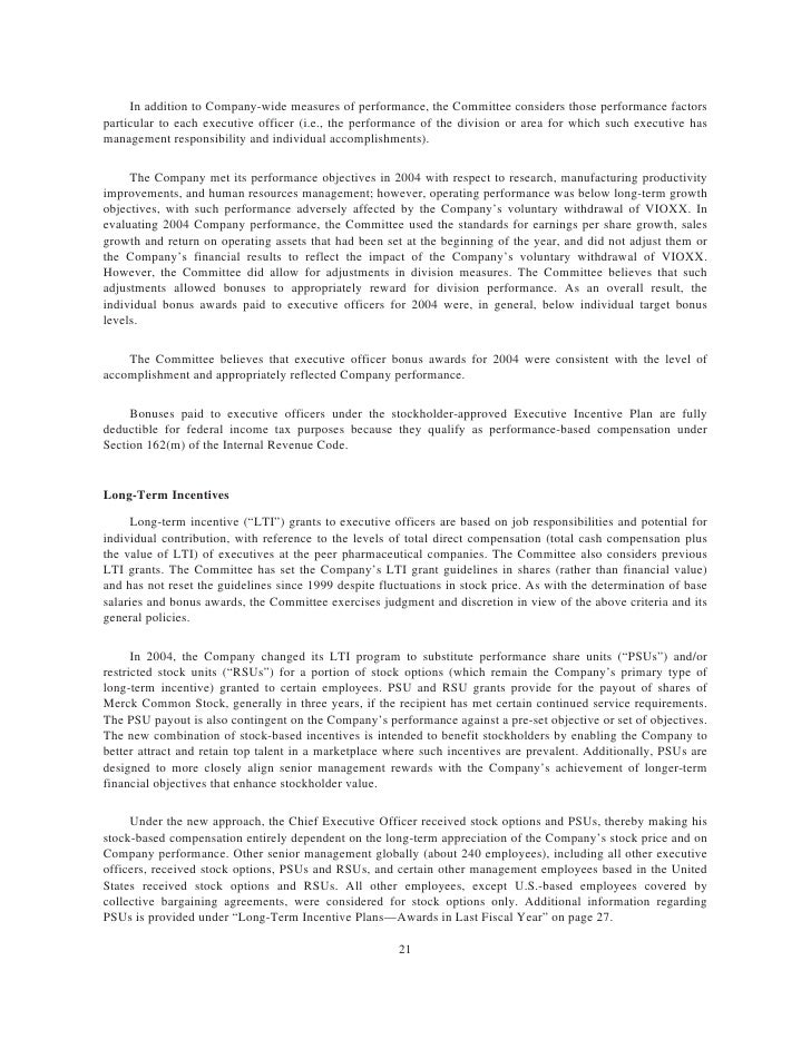 Merck employee stock options