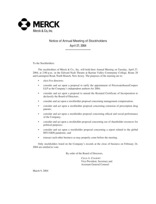merck Proxy Statements2004